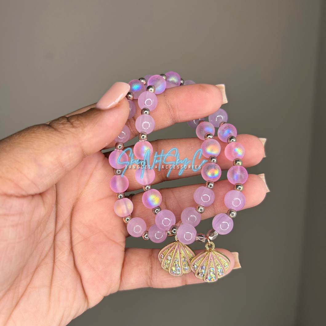 Iridescent Purple Shell Beaded Bracelet